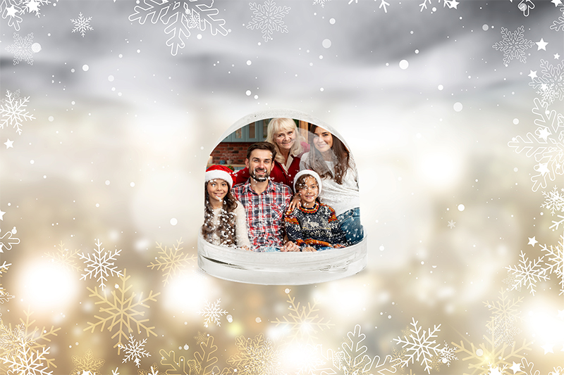 boule à neige personnalisée avec une photo de famille