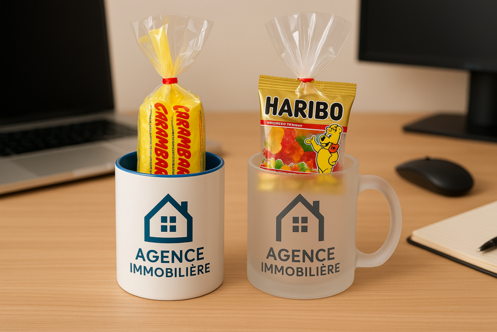 Mug bonbon givré et bicolor personnalisé